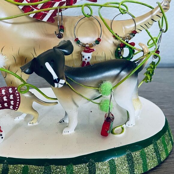 Pier 1 Christmas Dog Wine Glass Charm Holder Display - Picture 5 of 7